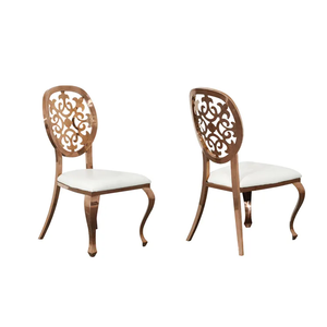 Venta caliente moderno tallado flor hueco redondo espalda oro Acero inoxidable boda silla - Product Image 5