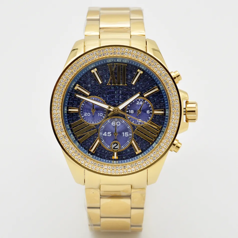 High Quality mk Designer watch Mens Watches gold wristwatches waterproof relojes quartz montres with box