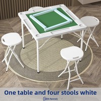 Table de Mahjong portable en plastique pliable pour 4 joueurs, silencieuse, à manivelle, avec des fonctions de jeu multifonctionnelles pour les jeux d'échecs et de cartes