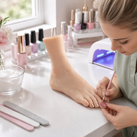 Modèle de pied en silicone platine, pied entier pour présentation et pratique d'art des ongles, taille 37, mannequin squelette féminin en moulage de corps réel
