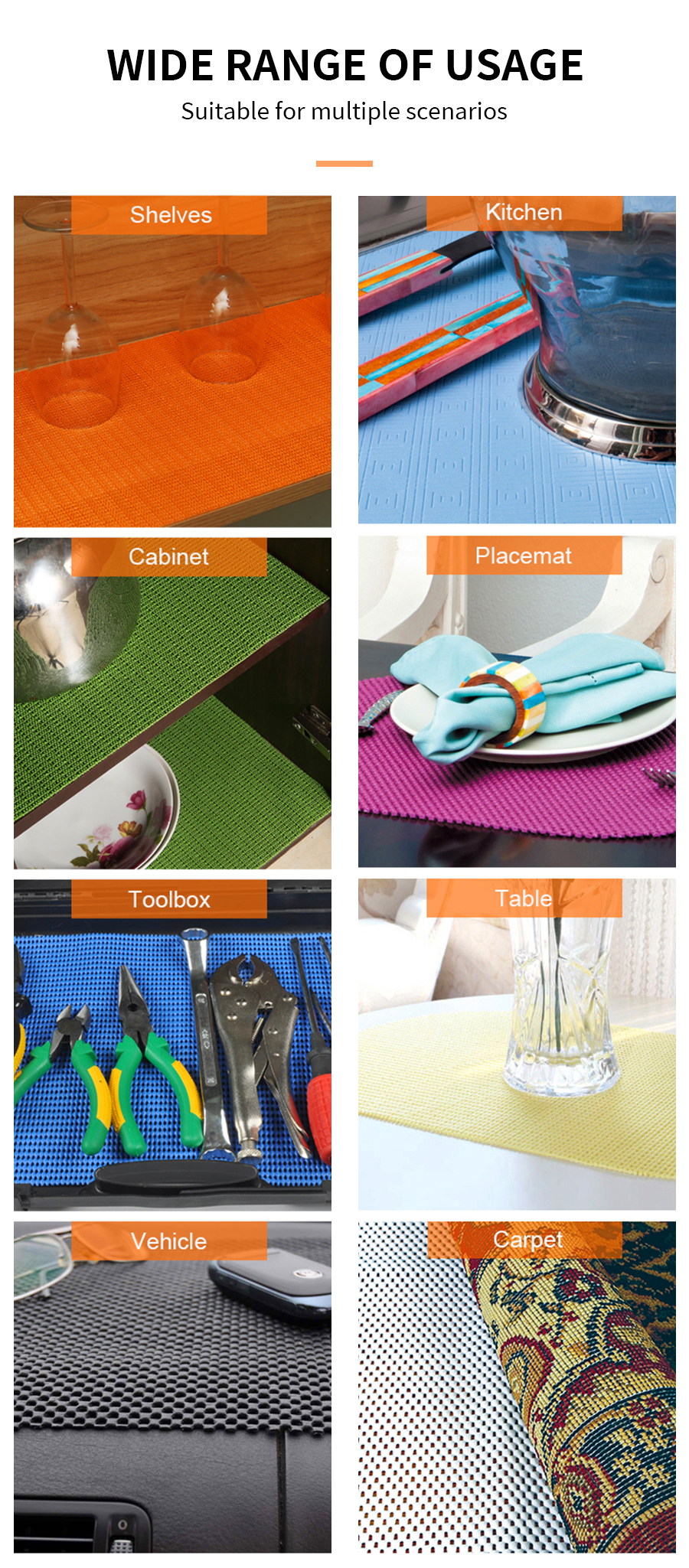 Factory supply PVC Non-adhesive Cupboard Cabinet Shelf Drawer Liner