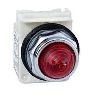 Indicateur à bouton rond rouge 9001KP5R9, trou de 30 mm, lampe à incandescence, 480 V, 10 A, corps en PC, installation par vis, IP66