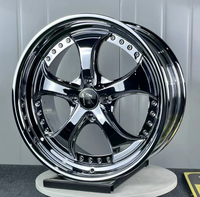 Juego de 2 Llantas de Aleación con Borde Profundo de 17, 18, 19 y 20 Pulgadas, 5x120, 5x114.3, 5x112, en Negro Cromado, con 5 Radios Remachados, para BMW, Benz, Audi