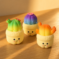 Lot de 6 pots de cactus souples, succulentes colorées avec visage Kawaii, jouets de bureau
