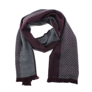 ロングスタイル冬暖かいブラシ付きカシミア感じ男性女性レッドグレー幾何学的ウールポリエステルブレンドジャカードプレミアム織りスカーフ - Product Image 1