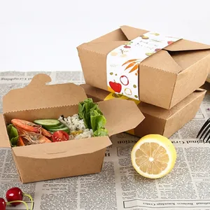 MU özel boyut tek kullanımlık Kraft kağıt LunchBox geri dönüşümlü mikrodalgada kağıt yemek kabı Charcuterie kutusu götürmek