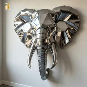 Statua Grande in Acciaio Inossidabile a Forma di Animale RELONG, Scultura Testa di <span class=keywords><strong>Elefante</strong></span> Lucida, Installazione Artistica Moderna Personalizzata in Vendita - Product Image 1