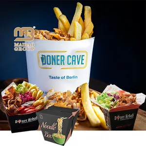 Cheap Custom kraft paper kebab fries box disposable takeaway fast food paper box lunch doner noodle food packaging takeout box