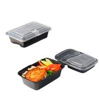 Boîte à bento rectangulaire en PP à 2 compartiments, durable et de haute qualité, pour la restauration à emporter et les événements culinaires