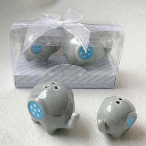 Mini éléphant en céramique, 50 pièces, décoration de mariage, salière et poivre, cadeaux en cadeau pour fête prénatale - Product Image 5