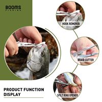 Booms Fishing 6,5 Zoll Edelstahl Grüne Angelzange mit Hakenlöser, Splitring-Öffner und Geflechtschnur-Schneider