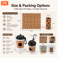 Distributeur de sacs à déjections pour chiens et chats Jinke en forme de tasse à café, parfumé, support de déchets pour animaux de compagnie, mousqueton portable, clip de laisse extérieur, biodégradable