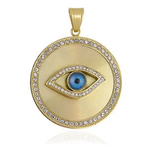 Colliers et pendentifs œil porte-bonheur ronds en acier inoxydable, breloques, cadeaux, collier œil turc bleu en or 18 carats - Product Image 2