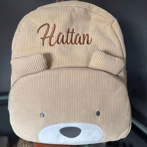Custom Embroidered Name Toddler Backpack <b>Anime</b> Corduroy <b>Plush</b> Large Capacity Casual Kids Bag Personalized Birthday Holiday Gift - Product Image 4