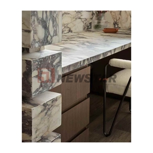 Luxury Stone Italy Viola Marble Reception <b>Desk</b> Beauty Design Front for Commercial Hall - Product Image 2