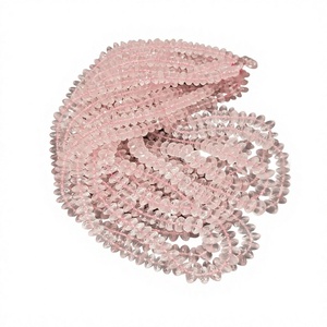 Cuentas de Rondelle de disco de corte alemán facetado de lujo de grado AAA de cuarzo rosa, hebra de 7-8mm y 14 pulgadas para joyería, suministros para manualidades DIY - Product Image 1