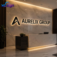 Enseigne murale LED en acier inoxydable avec logo personnalisé rétroéclairé 3D, prise transformateur, télécommande, étanche IPX5, multicolore, pour magasins