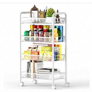 4-Tier Metal Utility Cart, Mesh Wire Rolling Cart Storage <b>Trolley</b> with Easy Assembly Organizer <b>Craft</b> Cart - Product Image 2