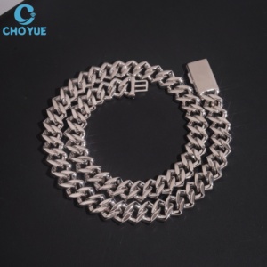 Cadena Cubana Vintage de Plata de Ley S925, Joyería de Lujo Unisex con Corte Baguette, Venta al Por Mayor - Product Image 4