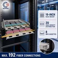 Panneau de brassage à fibres optiques haute densité KEXINT coulissant 19 pouces pour montage en rack ODF avec 8x cassettes MPO pour la gestion de 192 fibres