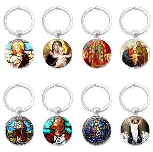 Fabriek Prijs God Met Ons Moeder Van God En Jezus Katholicisme Christelijke Religieuze Tijd Gem Cabochon Sleutelhanger