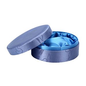 Round Jewelry Box with Velvet Lining Elegant <b>Storage</b> Case for <b>Rings</b> and Bracelets in Pink Purple and Cream Colors - Product Image 4