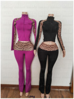 Nouvelle Collection : Manteaux en Fausse Fourrure pour Femme avec Logo Strass Personnalisé et Imprimé Léopard, et Pantalons Évasés à Rabats