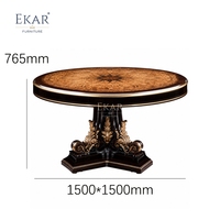 Mesa de Comedor Redonda Chateau Compass-Rose |   Mesa de Pedestal de Lujo con Marquetería Clásica Francesa - EKAR