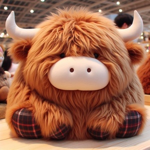 Peluche de Vaca de Gran Tamaño, Peluche de Vaca de las Tierras Altas Escocesas, Lindos Animales de Peluche Realistas, Peluche de Animales de <span class=keywords><strong>Granja</strong></span> Suaves - Product Image 2
