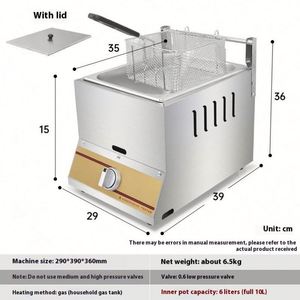Freidora de Gas de 12L con Doble Cilindro, Freidora de Pollo y Papas Fritas, Tanque de Acero Inoxidable, Quemador de Ahorro de Energía con Certificación GC - Product Image 3