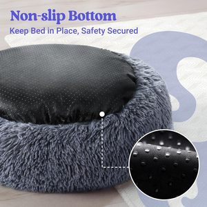 Cama Redonda y Esponjosa para Perros y Cachorros, Lavable a Máquina, Antideslizante, Relajante, de Felpa Suave, Tipo Donut, para Gatos, para Interiores del Hogar - Product Image 6