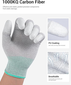 Gants de travail antistatiques ESD, compatibles écrans tactiles, avec bouts des doigts en PU, tricotés sans couture, pour assemblage électronique en salle blanche, certifiés CE - Product Image 2
