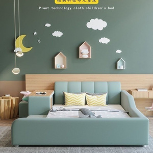 Phong Cách Bắc Âu Bền Đồ Nội Thất Nhà Chàng Trai Màu Xanh Trẻ Em Giường Rắn Khung Gỗ Giường Đôi Với Lưu Trữ Cho Khách Sạn & Trường Học Sử Dụng - Product Image 5