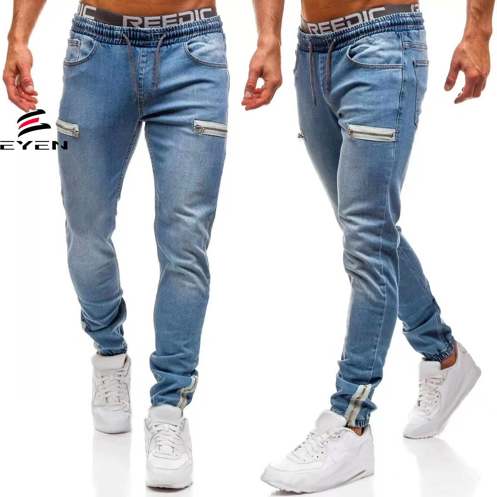 Conyson New Design Fashion Hip Hop Streetwear Skinny Ripped Trousers Distressed Denim Mens Designer Clothing Men's Jean Pant