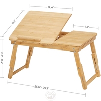 Support d'ordinateur portable réglable en bois de bambou Portable pratique pliable en bois Table d'ordinateur portable bureau pour chambre et salon Design Simple