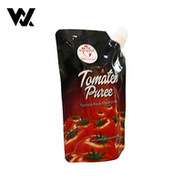 Pochettes à bec verseur personnalisées imprimées, résistantes aux hautes températures, pour sauces (pâtes, ketchup tomate), conditionnement en sachet, 100g 250g, avec bouchon
