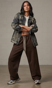 Pantalones Deportivos de Corte Recto, Holgados, de Algodón, Estilo Baggy, de Pierna Ancha para Mujer - Product Image 2