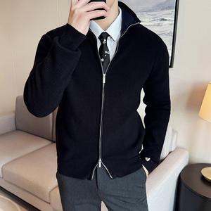 <span class=keywords><strong>Cardigan</strong></span> Maglione da <span class=keywords><strong>Uomo</strong></span> alla Moda Autunno e Inverno all'Ingrosso Lavorato a Maglia Nero <span class=keywords><strong>con</strong></span> <span class=keywords><strong>Cerniera</strong></span> - Product Image 1