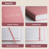 Journal de réflexion et de guérison personnalisé en cuir PU rose doux au toucher, couverture rigide avec dorure, pour le bien-être mental et la croissance émotionnelle
