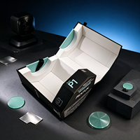 Boîte cadeau octogonale noire, emballage pour caméra vidéo connectée pour animaux de compagnie, impression ronde vert menthe, étui de présentation pliable pour ensemble d'appareils connectés pour animaux de compagnie