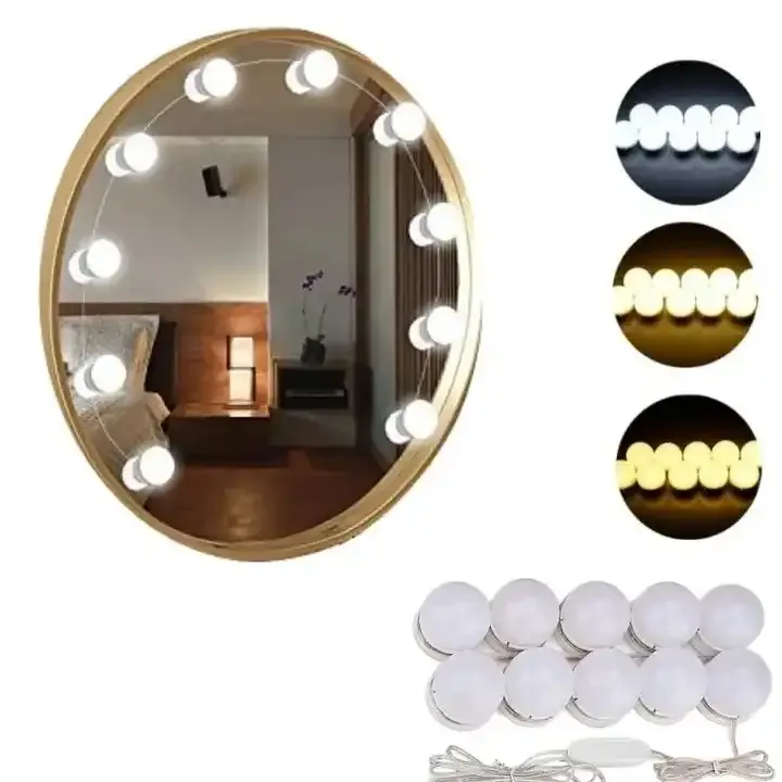 10PCS Bulbs Dimmable LED Makeup Vanity Mirror Lights 3 Colors Lighted New Design Mirror Light