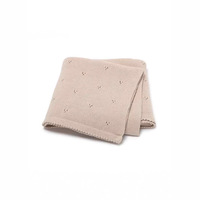 Couverture pour bébé en coton tricoté multifonctionnelle avec broderie personnalisée du nom, couverture d'emmaillotage ajourée pour nourrissons