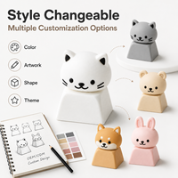 Custom Minimalist Cute Animal Head Keycap Smooth Kitty Bear Bunny Soft Plastic Wear-Resistant Keyboard Topper