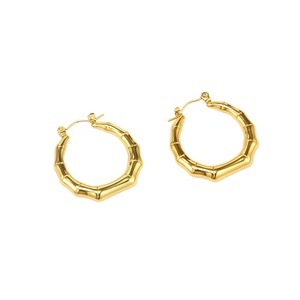 Pendientes de Acero Inoxidable con Baño de Oro de 18K, Estilo Retro, con Hebilla en Forma de U y Textura de Bambú, Joyería de Moda para Mujer, para Fiestas - Product Image 4
