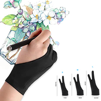 Gants anti-rejet de la paume ArtistGloves à deux doigts pour le dessin sur papier, iPad, tablette graphique, adaptés aux mains gauches et droites
