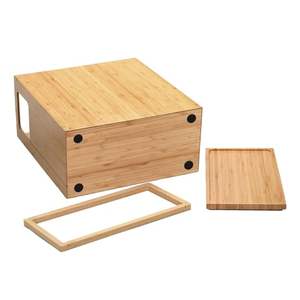 Cestino Sottile in Bambù con Coperchio, Contenitore per Rifiuti per Bagno, Camera da Letto, Ufficio, Toeletta, Salone o Spa - Product Image 3