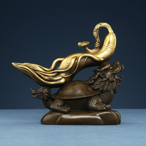 Ornement en laiton Dragon Tortue Ginseng Feng Shui pour la maison, le bureau, la décoration de bureau, cadeau pour la prospérité - Product Image 2
