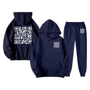 QR Code Funny Men's Set Winter New Classic Hot Stamping Letter logo Conjunto de ropa deportiva con capucha suelta - Product Image 1