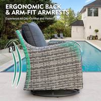 Ensemble de meubles de patio extérieur avec chaise pivotante, ensemble de conversation de 7 pièces pour patio, ensemble de meubles de jardin avec chaise pivotante