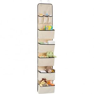 Organisateur suspendu pour porte avec 5 grandes poches, rangement mural avec crochets pour salle de bain et dortoir - Product Image 1